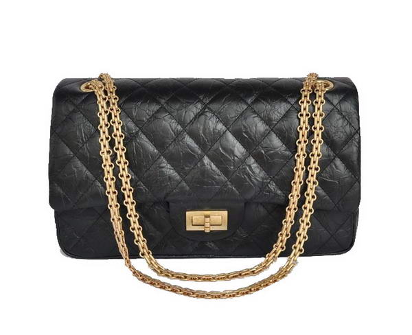 AAA Chanel Classic Falp Bag Black Glazed Crackled Leather A28668 Black Knockoff